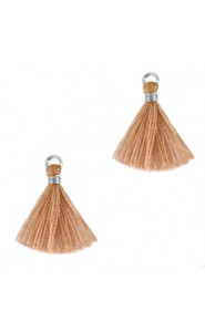 Ibiza style Tassel 1.5cm Silver - soft tan brown